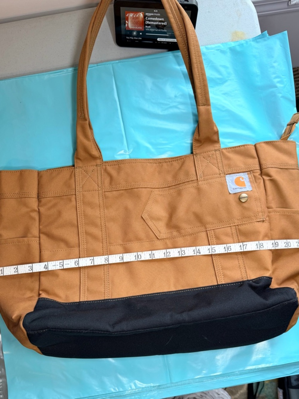Carhartt Tan Canvas Messenger Tote with Black Base